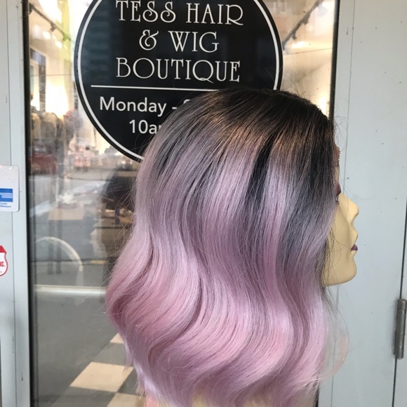 Wig Pink 1B/Pink Lacefront Short Wavy wig ombré - Picture 8 of 8